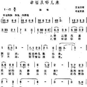 幸福从哪儿来_民歌简谱_词曲:王瑞云 马骏英