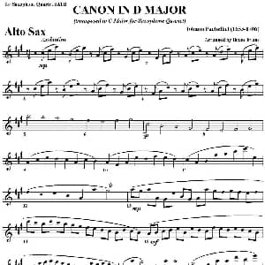 萨克斯谱 | CANON IN D MAJOR 四重奏 中音萨克斯分谱
