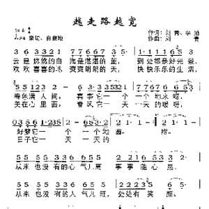 越走路越宽_歌谱投稿_词曲:刘青 李勤 刘青
