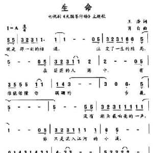 生命_民歌简谱_词曲:王浩 肖白
