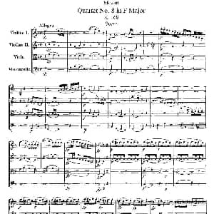 小提琴谱 | Quartet No. 8 in F Major, K. 168 F大调第八弦乐四重奏 奥 莫扎特
