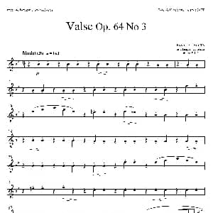 萨克斯谱 | 降A大调圆舞曲 Op.64 No.3 四重奏次中音萨克斯分谱 肖邦