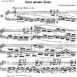 肖邦练习曲12 Op.10 No.12 革命 c小调 C minor Revolutionary 钢琴谱 肖邦