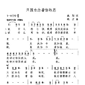 只因为念着你的恩_通俗唱法乐谱_词曲:施翔 晓其