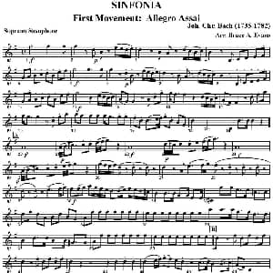 萨克斯谱 | SINFONIA First Movement Allegro Assai 四重奏 高音萨克斯分谱