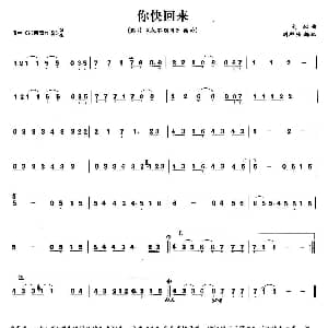 笛子谱 | 你快回来 刘沁