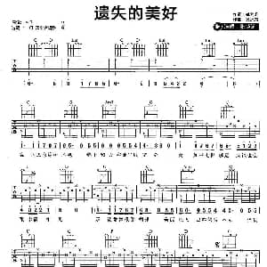 遗失的美好 吉他谱 张韶涵 姚若龙 黄汉青