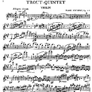 小提琴谱 | TROUT QUINTET 鳟鱼五重奏 小提琴分谱 舒伯特