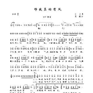 昨夜真的有风_歌曲简谱_词曲:安心 晨露