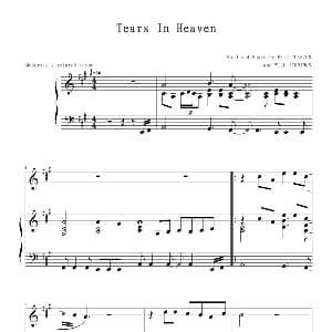 Tears In Heaven 钢琴谱 ERIC CLAPTON