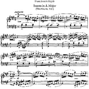 海顿 钢琴奏鸣曲 Hob XVI 12 Divertimento A major 钢琴谱 海顿