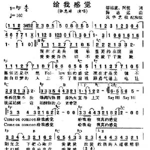 给我感觉_通俗唱法乐谱_词曲:邬裕康 阿怪 陈志远