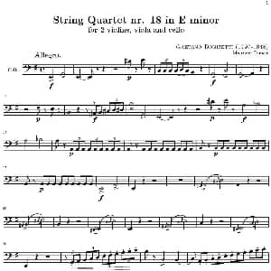 String Quartet nr.18 in E minor E小调弦乐四重奏 大提琴分谱 托马西
