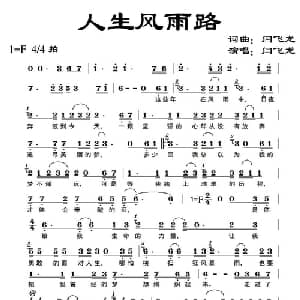 人生风雨路_通俗唱法乐谱_词曲:闫飞龙 闫飞龙