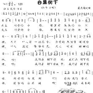 20.白果树下_歌曲简谱_词曲:蓝天鸽 蓝天鸽