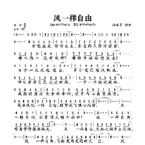 风一样自由_通俗唱法乐谱_词曲:孙世彦 孙世彦