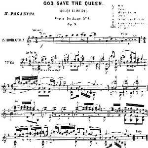 小提琴谱 | God Save the Queen 上帝保佑女王 帕格尼尼