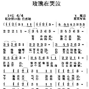 玫瑰在哭泣_通俗唱法乐谱_词曲:飞鹰 黎荣军