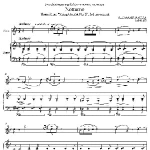 长笛曲谱 | Notturno Borodin作曲版 长笛 钢琴伴奏 Borodin