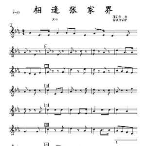 相逢张家界大号分谱_歌曲简谱_词曲: 邹启炎