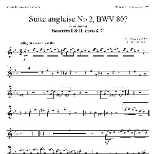 萨克斯谱 | Suite anglaise No 2,BWV 807 法国组曲之二 布列舞曲 次中音萨克斯分谱 巴赫