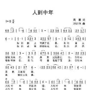 人到中年_民歌简谱_词曲:高雅 刘北休