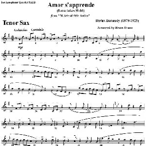 萨克斯谱 | Amor s'apprende Love takes Hold 四重奏 次中音萨克斯分谱