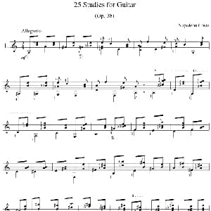 Napoleon Coste 25 Studies,Op.38 吉他谱