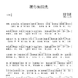 愿你如阳光_通俗唱法乐谱_词曲:秋水戬 杨海城