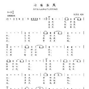 心有东风_民歌简谱_词曲:刘景来 刘景来