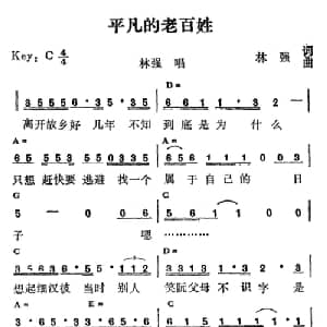 平凡的老百姓_通俗唱法乐谱_词曲:林强 林强