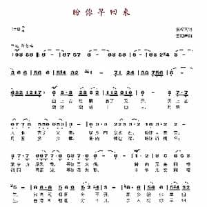 盼你早归来_歌谱投稿_词曲:张玫冈 王和声