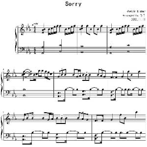 Sorry 钢琴谱 伦子改编