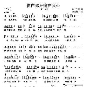 伤在你身痛在我心_通俗唱法乐谱_词曲:竹子哥 高音敏子
