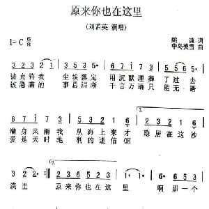 原来你也在这里_通俗唱法乐谱_词曲:姚谦 中岛美雪