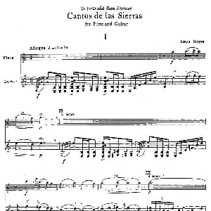 长笛曲谱 | Cantos sierras 山脉之歌 长笛 吉他 莫伊斯Moyse