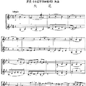 小提琴谱 | 霍曼 小提琴基础教程 选曲 残花 二重奏