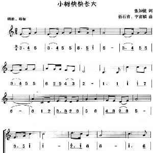 小树快快长大 八孔竖笛线简谱对照版 二重奏 张如镜 杨石青 李富麟