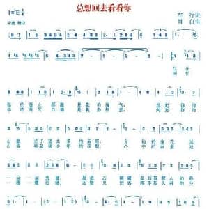 总想回去看看你_民歌简谱_词曲:车行 肖白