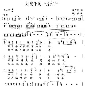 月光下的一片红叶_通俗唱法乐谱_词曲:周少泉 晓夜
