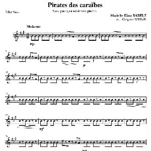 萨克斯谱 | 加勒比海盗 四重奏之中音萨克斯分谱