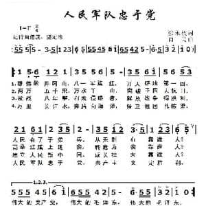 人民军队忠于党_歌曲简谱_词曲:张永枚 肖民