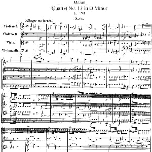小提琴谱 | Mozart Quartet No.13 in D Minor,K.173 总谱
