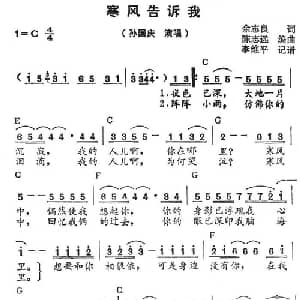 寒风告诉我_通俗唱法乐谱_词曲:余志良 陈志远