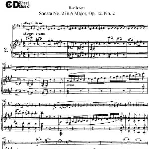 小提琴谱 | Violin Sonata No.2 in A Major Op.12 No.2 小提琴 钢琴伴奏