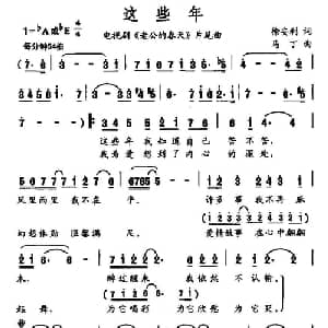这些年_通俗唱法乐谱_词曲:徐安利 马丁