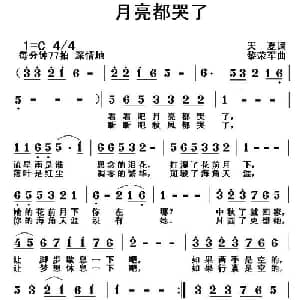 月亮都哭了_通俗唱法乐谱_词曲:天夏 黎荣军