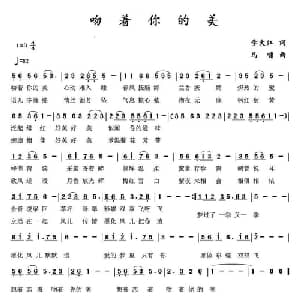 吻着你的美_通俗唱法乐谱_词曲:李大江 马啸