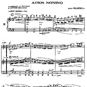 手风琴谱 | ADIOS NONINO 再见诺尼诺 二重奏 Piazzolla