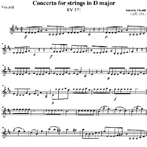 小提琴谱 | Concerto for strings in D Major RV121 Violin Ⅱ分谱 Antonio Vivaldi